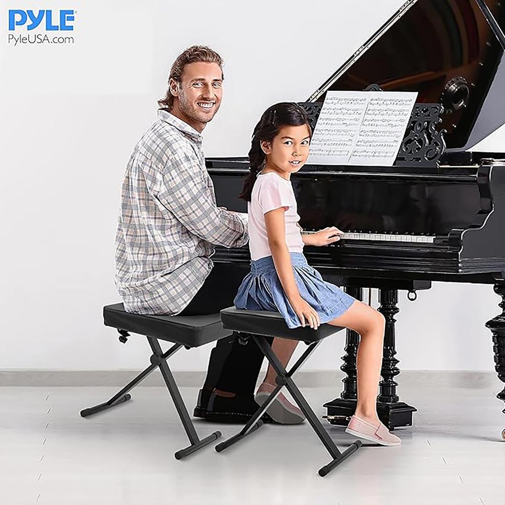 Piano Bench Height Adjustable Foldable Padded Keyboard Chair Seat Comfortable To Sit On Easy To Set Up 4 Pads Folds for Easy Transport and Storage 3