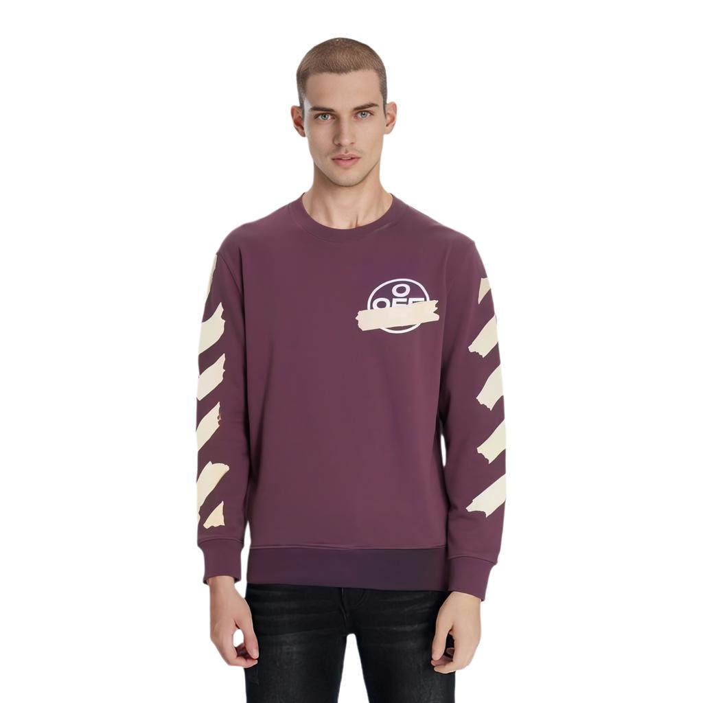 OFF-WHITE Diagonal Tape Arrows Crew Sweatshirt Purple Men Streetwear OMBA025R20E30002B248