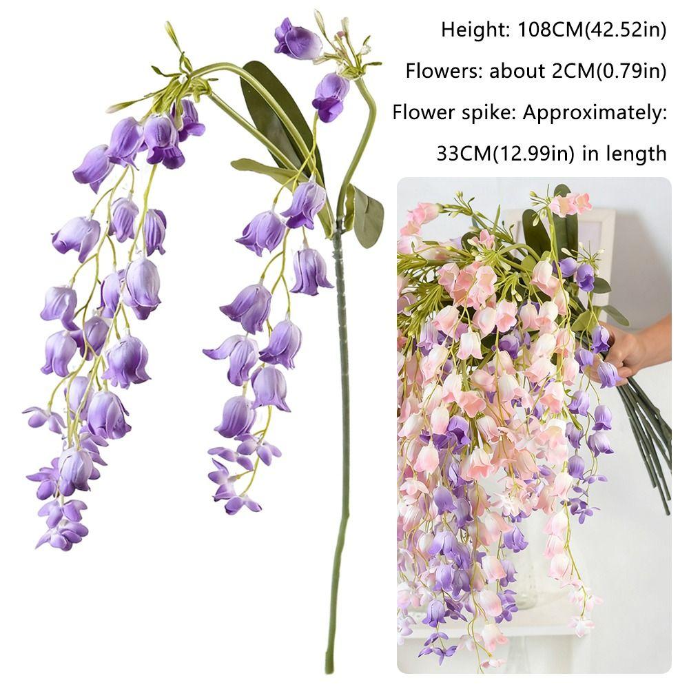 108CM Artificial Wisteria Flowers Silk Material Hanging Design Fake Floral Plants Green Color String Arrangement