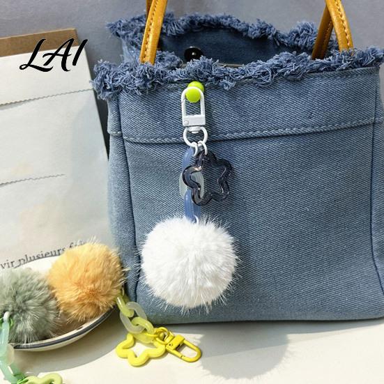 Multi Purpose Hanging Accessory Plush Ball Keychain Fluffy Pompom Pendant with Hollow Star Backpack Decorative Accessories Purse Bag Accessories,