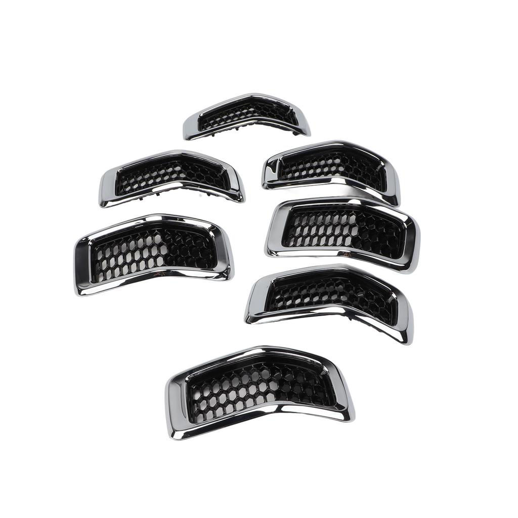 7Pcs Front Grille Cover 68303626AA Front Bumper Hood Grille Vent Insert Cover for Cherokee 2014 to 2018