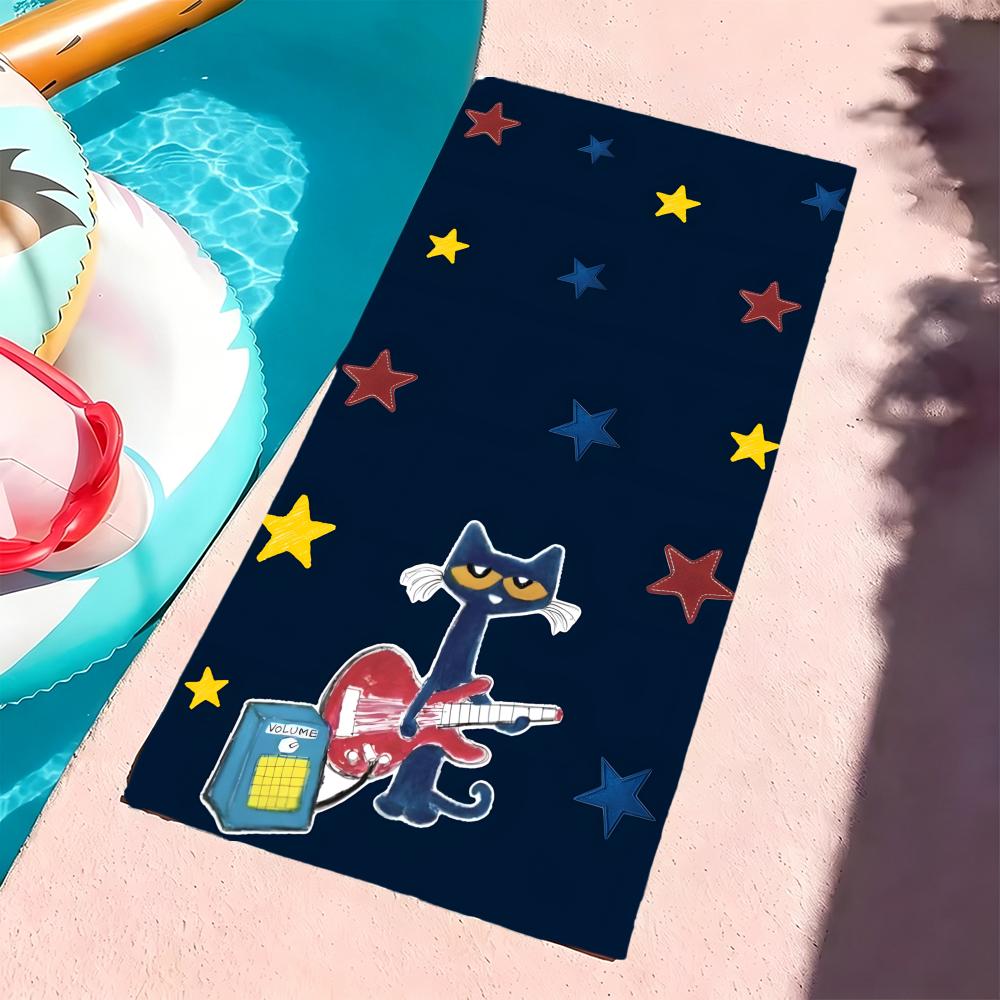 P-Pete The Cat-S Towel Microfiber Beach Towel, Quick-Dry, Sand-Free, Ultra-Fine Fiber, Super Soft.