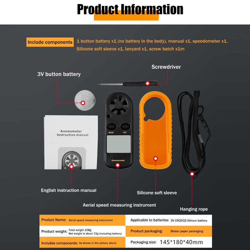 Air Wind Speed Scale Accurately Measure Wind Speed & Temperature Digital Anemometer Pocket Smart Anemometer
