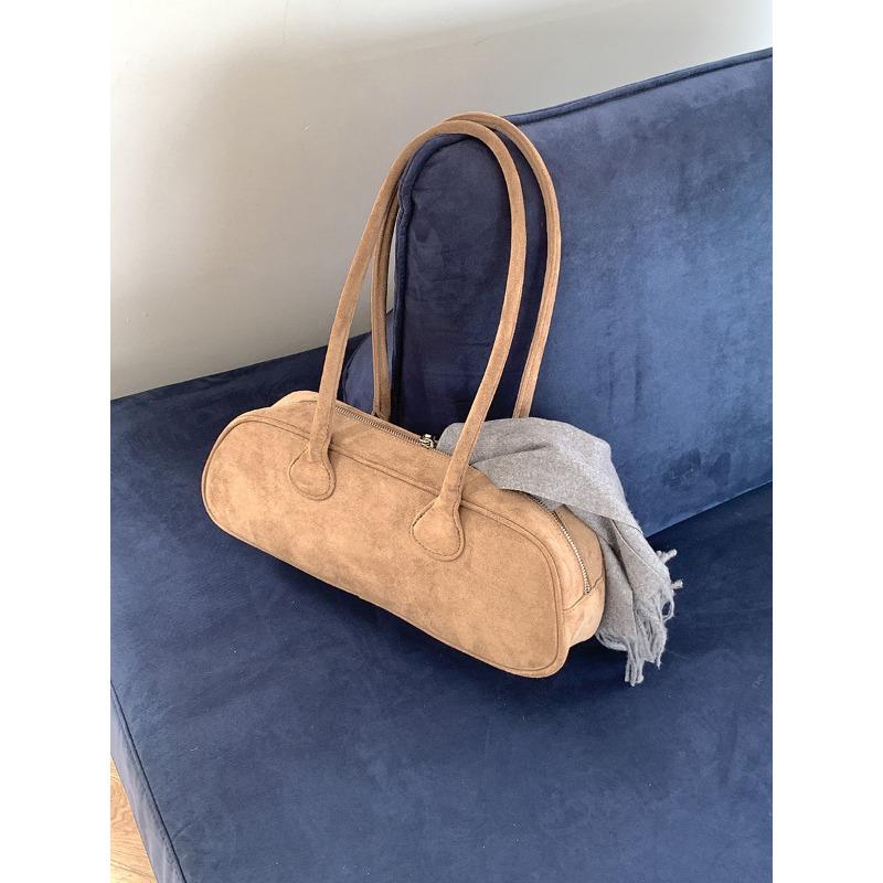 

Осенне-зимняя замшевая сумка-багет женская модная универсальная сумка подмышку женская плюшевая ретро новая сумка через плечо абрикосовый