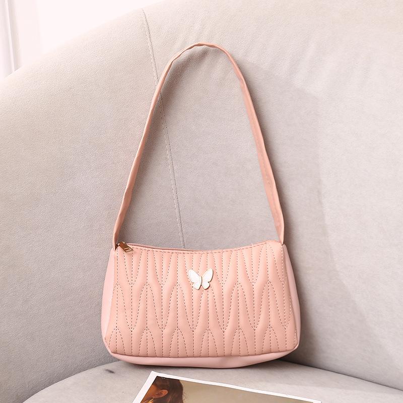 

Модная вышитая сумка подмышку, сумка-тоут для покупок для мамы, украшение в виде бабочки, сумка для мобильного телефона розовый