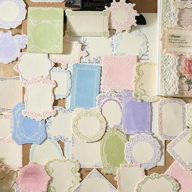 30-Piece Vintage Artistic Embossed Craft Paper Set, Elegant Floral/Geometric Relief Prints, High Compatibility for Paper Crafts