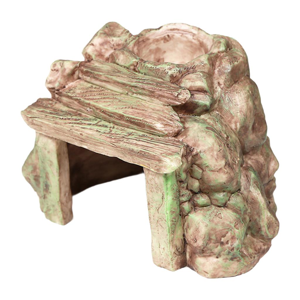 Resin Reptile Hideout Cave Fish Tank Ornament Decor Aquarium Habitat for Tortoise Turtles Reptiles Frogs Fish Gecko