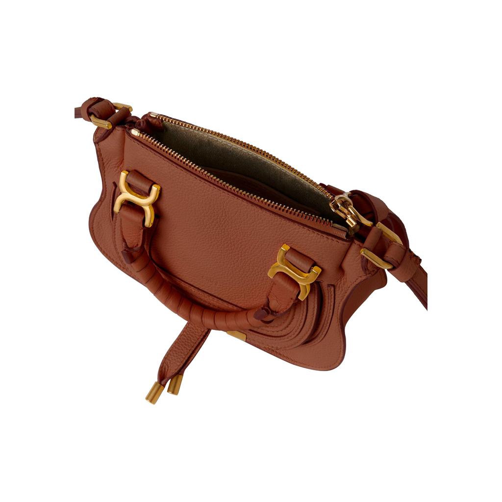 Chloe Marcie Solid Color Adjustable Detachable Shoulder Strap Grain Calfskin Mini Crossbody Handbag Women Handbags Brown CHC23-SS595I31-25M