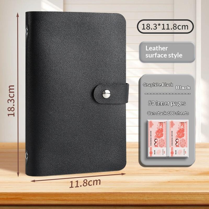 Pu Leather Photo Money Card Holder With 50 Inner Pages Snap Closure For Storing Photocards Business Cards Tickets Paper Money