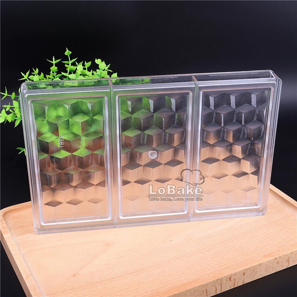 Big Size Rectangle Cube Water Flow Design Check Shape Chocolate Mold Candy Fondant Sugarcraft Molds DIY Bakery Gadgets