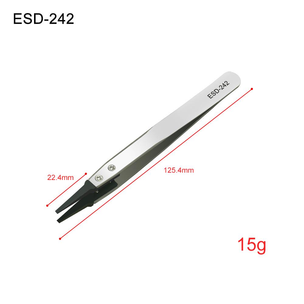 ESD Series Anti-static Long Thin Tip Hardened High Elasticity Sandblasting Tweezers