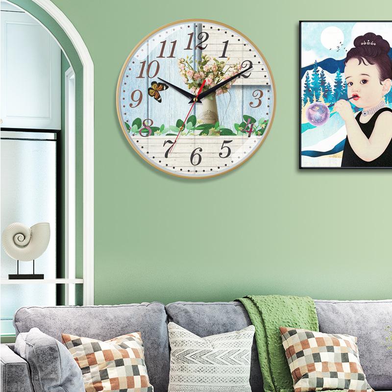 12 Inch 30cm Imitation Wood Grain Bamboo Grain Brushed Japanese Style Silent Clock Fashion Living Room Personalized Creative Wall Clock