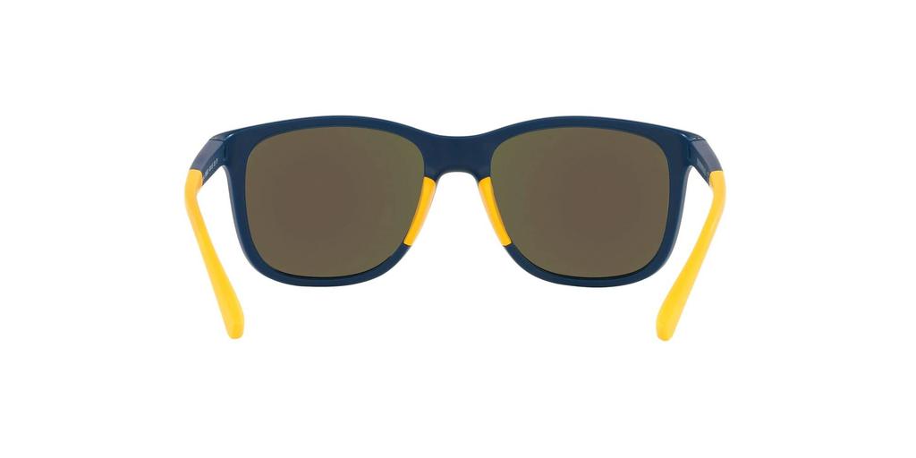 EMPORIO ARMANI Sunglasses EA4184F Matte Blue with Yellow Rubber and Dark Gray Water Mirror Polarized Lenses, Size 49