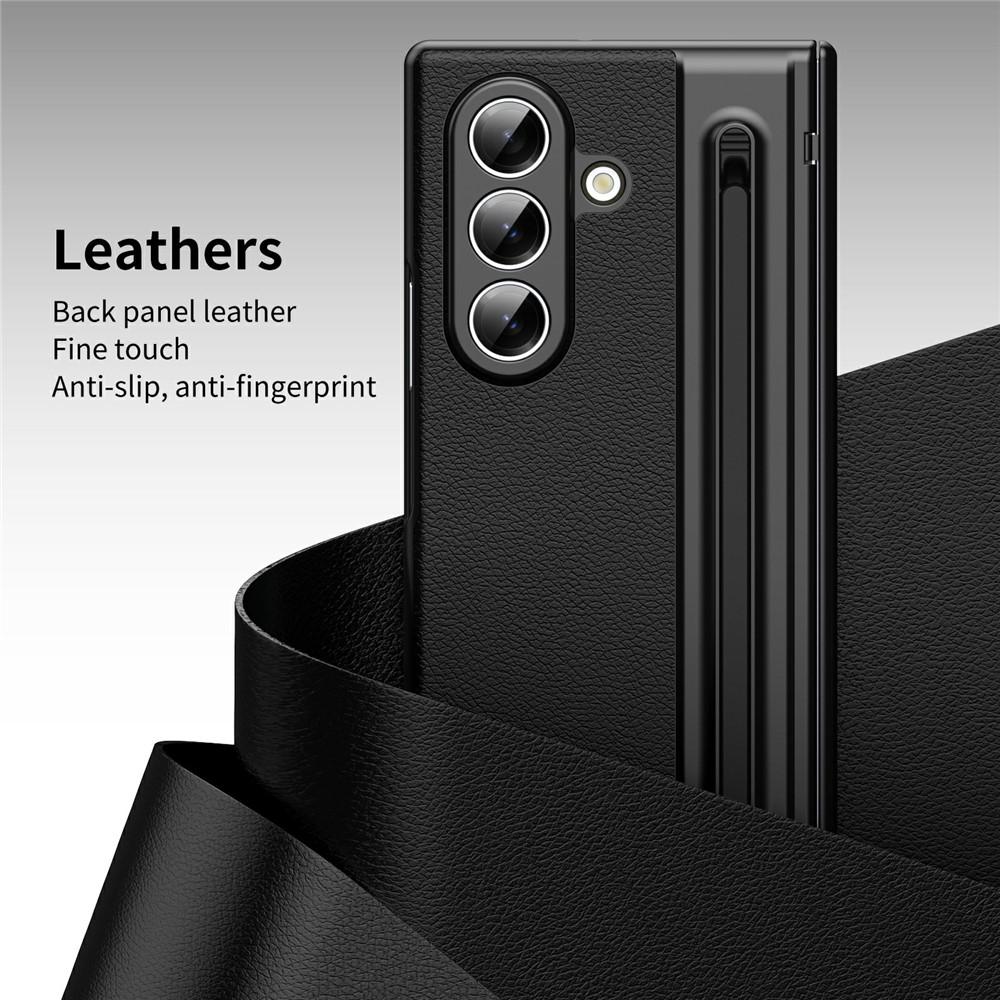 Case for Galaxy Z Fold7 - PC+Leather/PU, Black