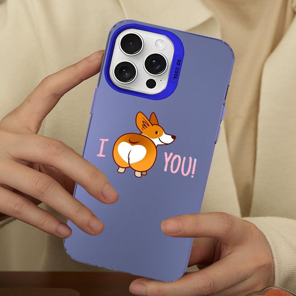 Funny Cute Dog Corgi Phone Case For IPhone 16 15 14 13 12 11 Pro Max X XR XSMAX 8 7 Plus Matte Shockproof Back Cover