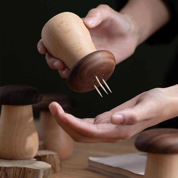 Wooden Toothpick Holder With Black Walnut Lid For Home Dining And Hotel Decor