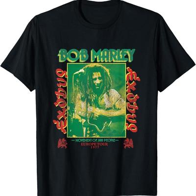Bob Marley Exodus Movement of Jah People Guitar Black T Shirt