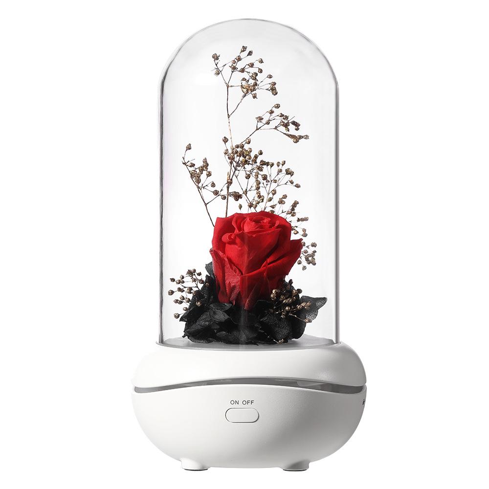 USB Rechargeable Eternal Flower Fragrance Night Light Mute Lava Lamp Mini Essential Oil Desk Lamp Holiday Gift Bedroom Décor