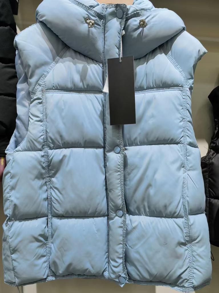 Gilet doudoune épais à capuche mode européenne pour femme automne et hiver veste gilet bouffant ample