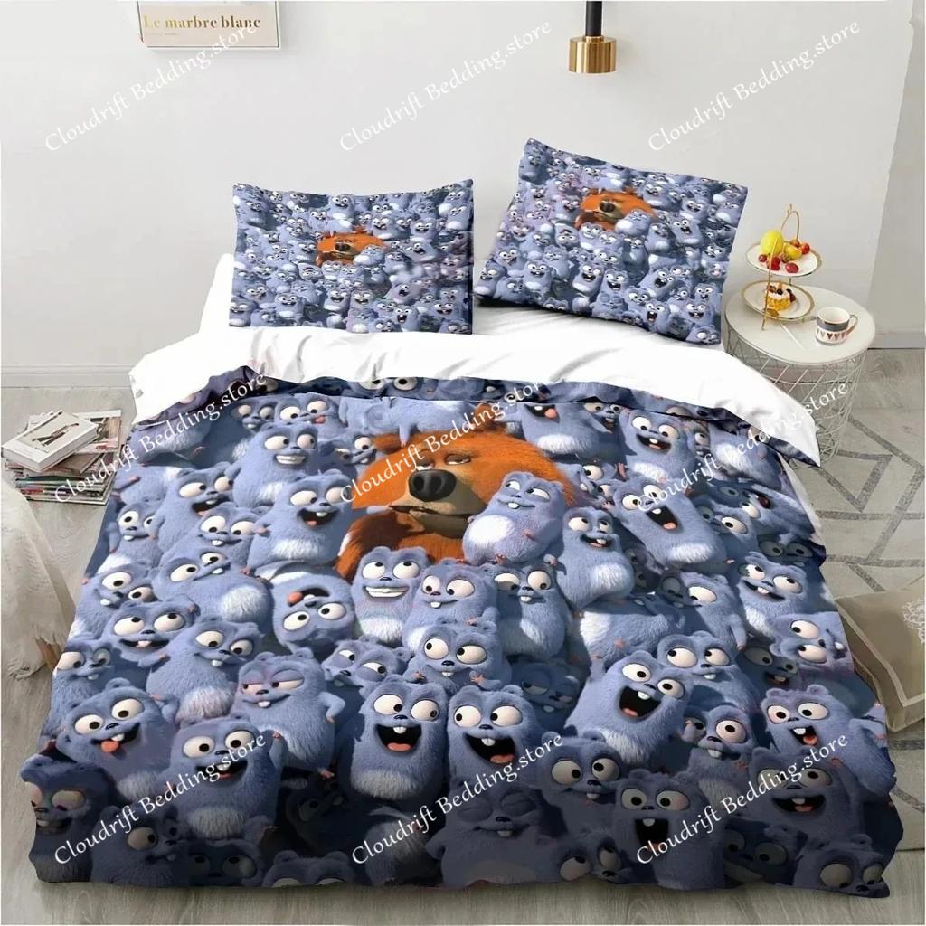 Cartoon Grizzy N Lemmings Bedding Set Duvet Cover Bed Set Quilt Cover Pillowcase Comforter King Queen Size Boys Adult