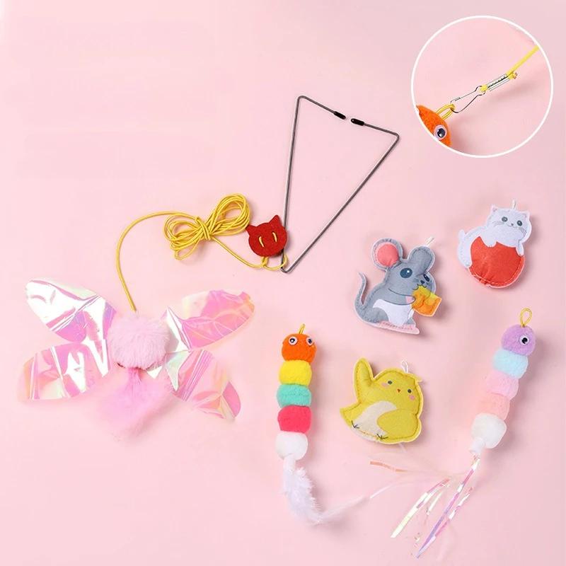 Cat Rope Long Rope Teasing Cat Toy Accessories Pet Kitten Toy Cat Toy Swing Sticky Disc Elastic with Bell Hanging Door Teasing