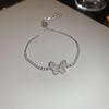 Pulsera coreana ajustable de flor de rombo de circón - Joyería elegante y versátil para mujer