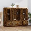 Buffet - 3 pcs - Chêne fumé - Bois d'ingénierie durable - Grand espace de rangement