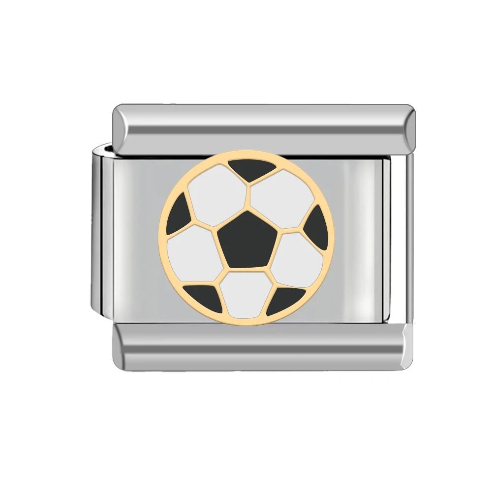 Sports Series Italian Charm Stainless Steel Bracelet 9mm Diy American Football Soccer Basketball
