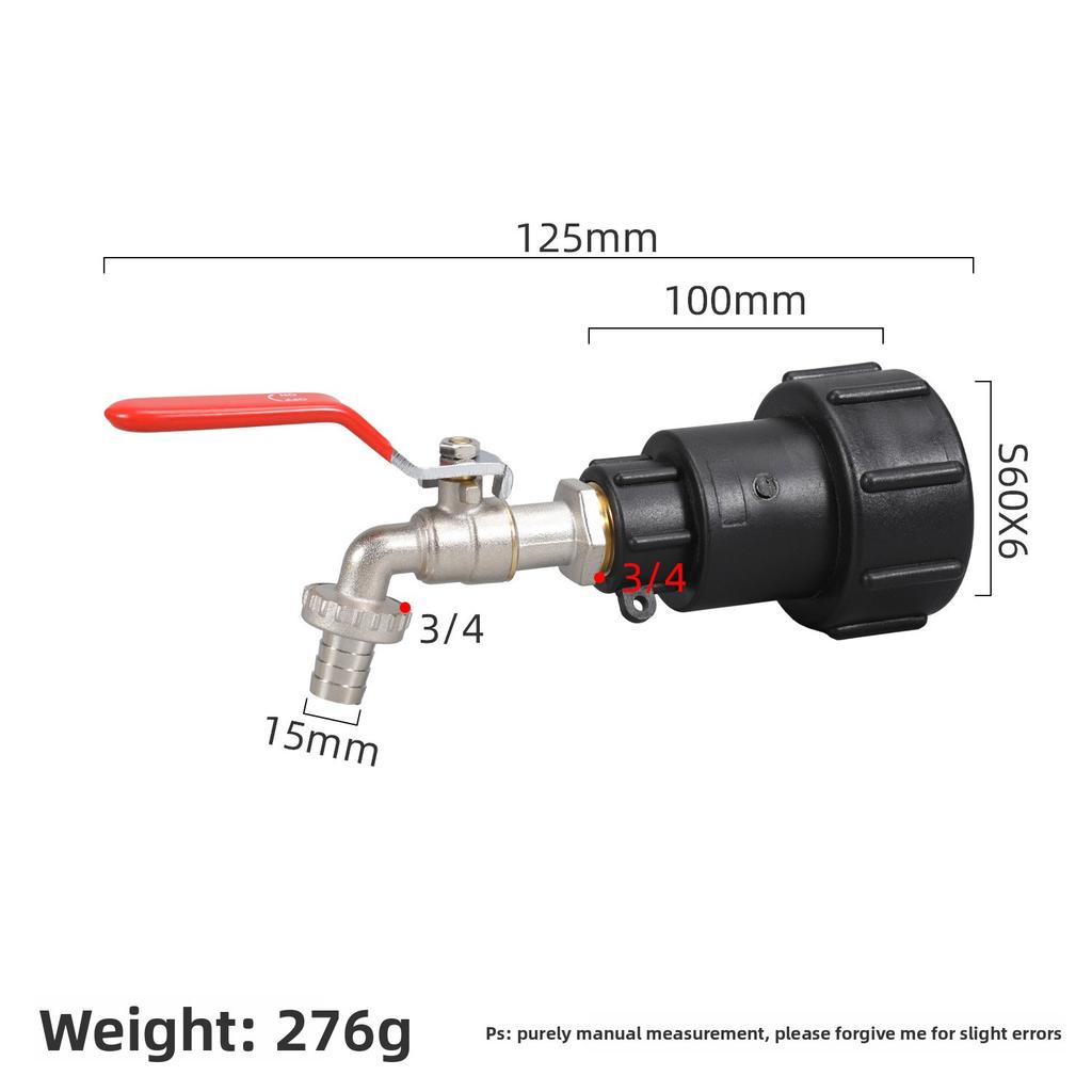 S60x6 Coarse Thread IBC Tank Tap Connecter X 2'' Water Coupling Adapter 1000L Garden Home Replacement Valve Fitting