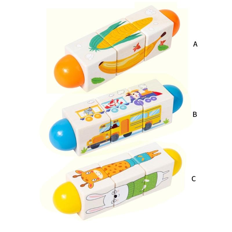 Educational Wooden Sensory Puzzle Block Toy With Rotating Design Early Learning Puzzle Block For Toddler Motor Skill