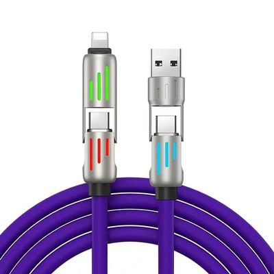 240W Super Fast Charging Cable 4 In 1 Multi Connectors Charger Rotating Elbow Usb To Type-C 1.2M Mobile Phone Charger Cable