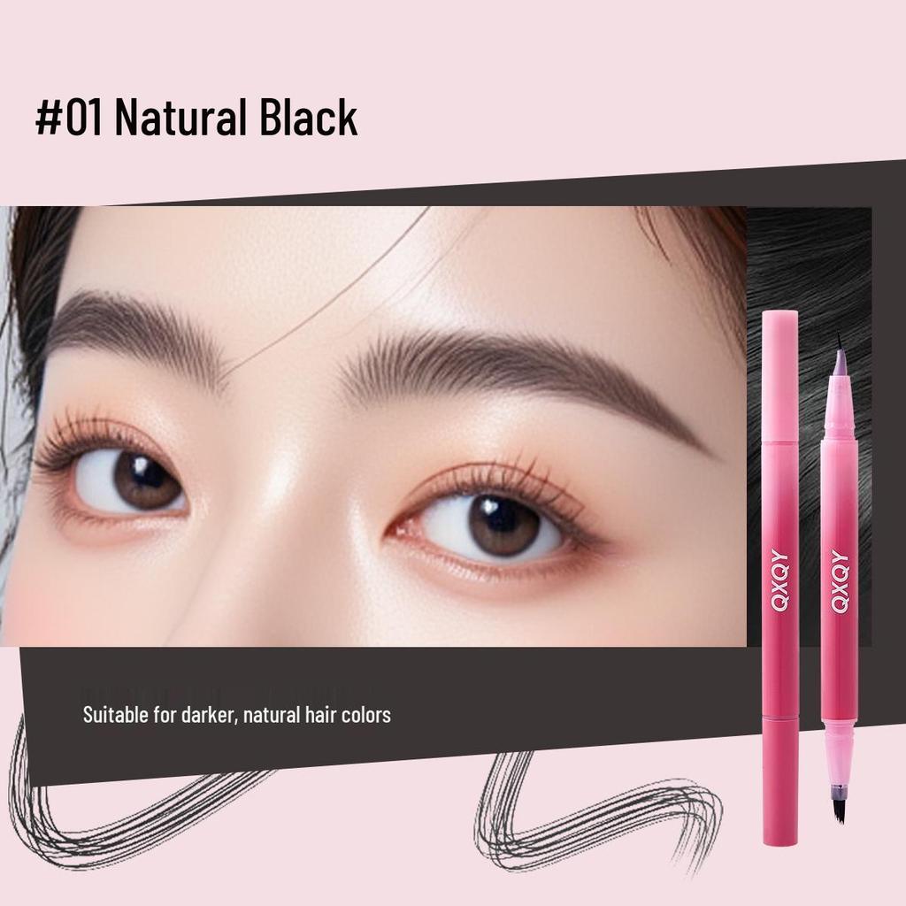 QXQY Dual-Ended Waterproof Eyeliner & Brow Pen: Smudge-Proof, Sweat-Proof, Multi-Tip for Defined Strokes.
