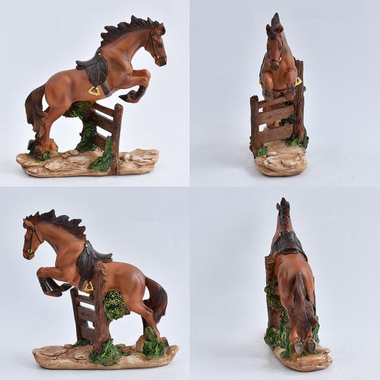 Running Horse Statue Miniature Pony Figurine Resin Simulation Animal Sculpture Home Office Bookshelf Decoration Ornament
