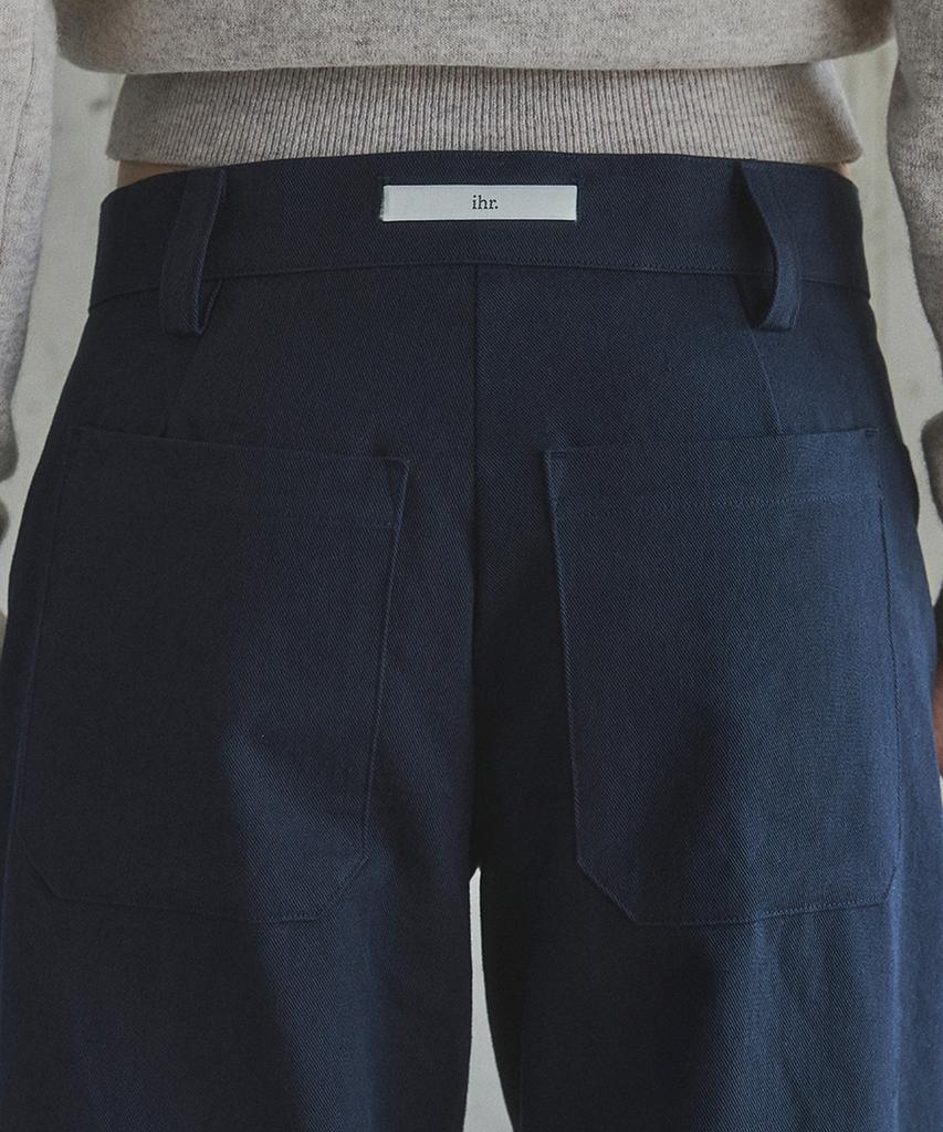 IHR Side Tuck Cotton Pants / Navy