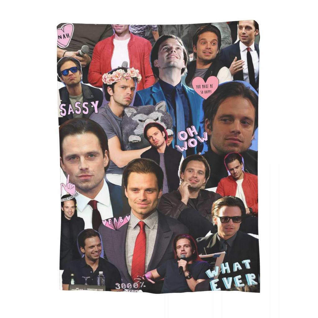 Anime Plaid Sebastian Stan Blanket Flannel Throw Blanket Warm Throw Blankets for Couch Bedding Office Throws Bedspread Quilt