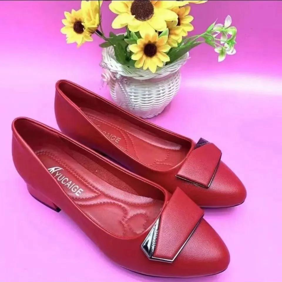 

WTEMPO Non Slip Versatile Walking Faux Leather Casual Shoes All Seasons Women s Soft Sole Lightweight Slip-on Pumps 40 червоний