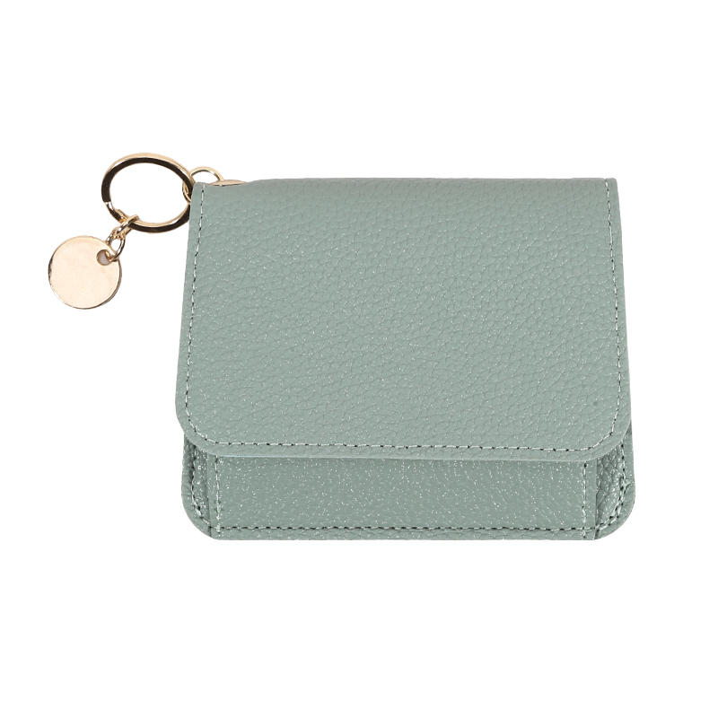 Ladies' Simple PU Leather Mini Zip Around Wallet Solid Color Slim Card Holder Coin Purse with RFID Blocking