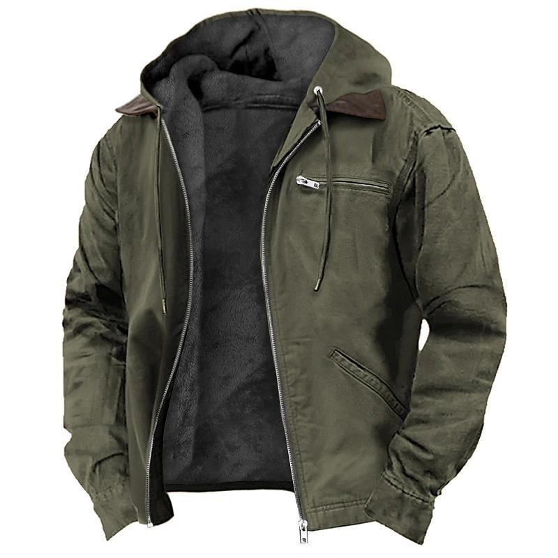 "2025 Men's Jacket New Fashion Casual Hooded Zipper Coat Retro Streetwear Lightweight Versatile Outerwear Spring Autumn"