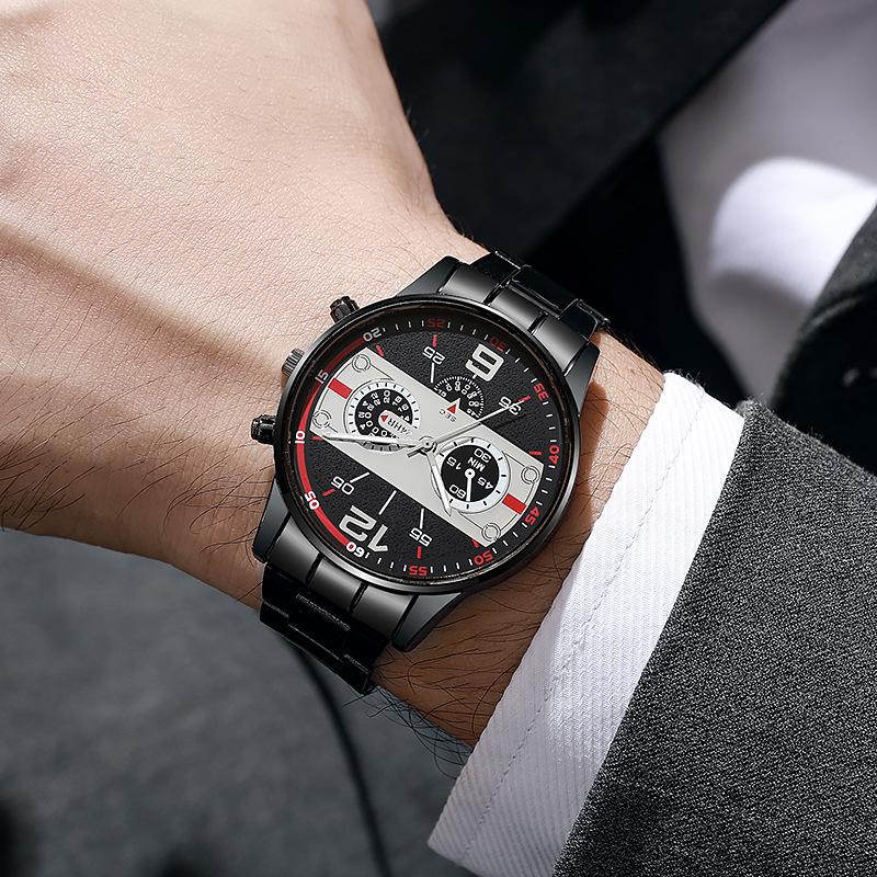 Steel Belt Watch Men'S Fashion Business Quartz Pointer Watch Personality Versatile Hand