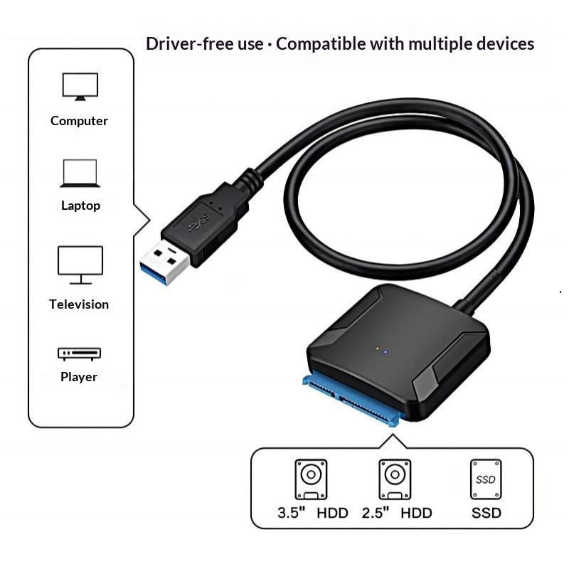 1 Set 3.5/2.5 Inch Ssd Hdd Hard Drive Disk Converter Sata To Usb 3.0 Adapter Cable Support Uasp 12V Us Eu
