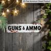 2D Flat, 1pc Vintage Gun & Ammo Aluminum Decorative Sign - Rustic Metal Wall Decor with "Guns & Ammo" Text, 15.7×3.94inch - Farmhouse, Porch
