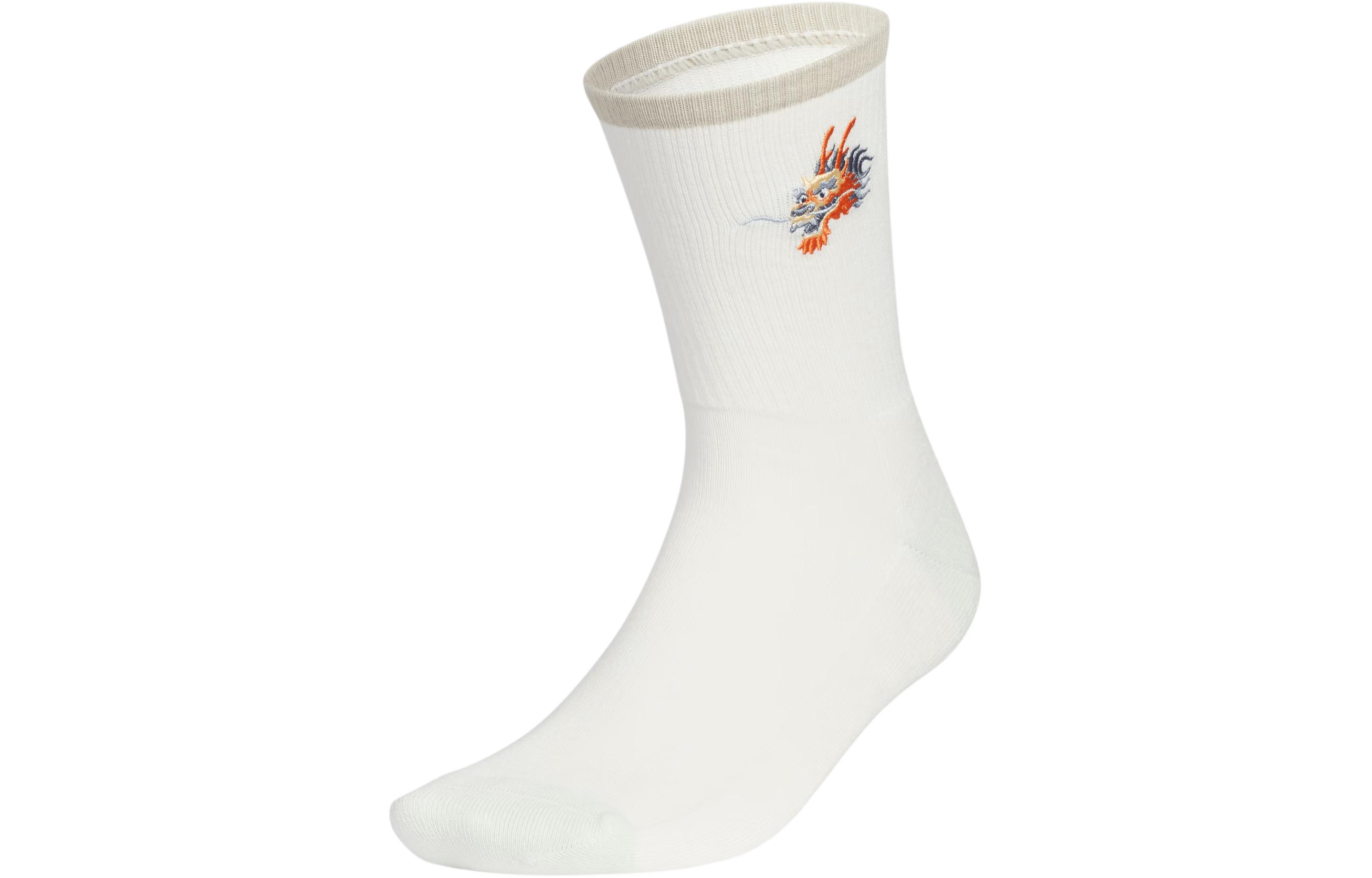 Adidas Year Of The Dragon CNY Collection Crew Socks Unisex White Marble JF6563 M