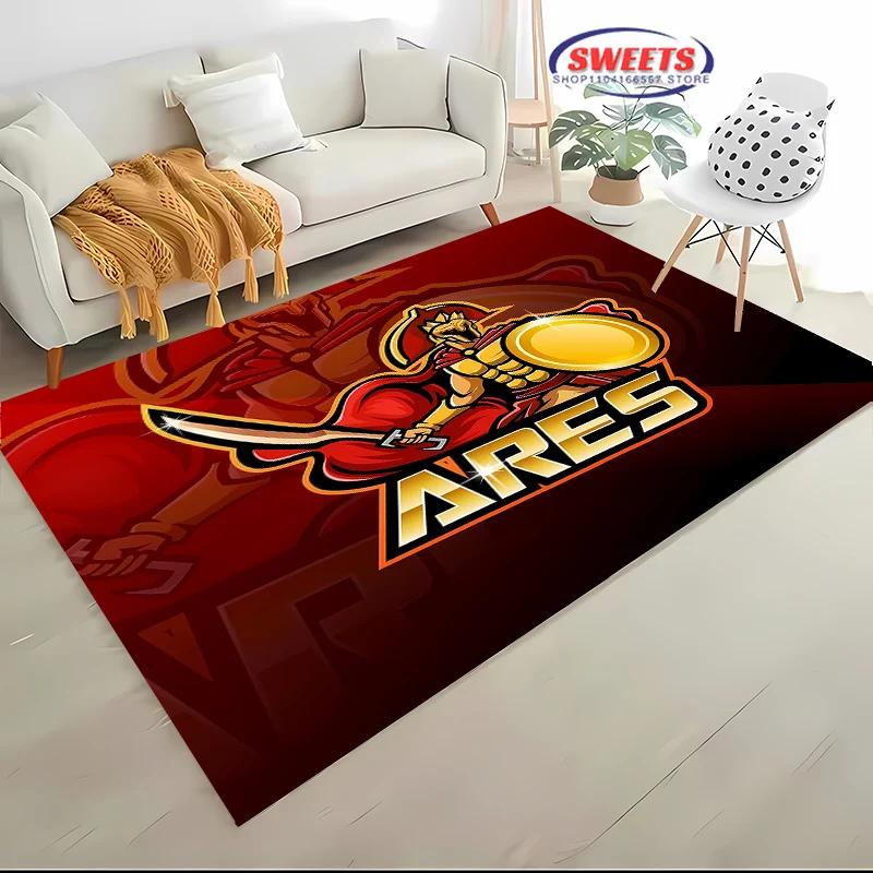 3D HD Printing Spartan Sparta Warrior Logo Carpet for Living Room Bedroom Mat Sofa Doormat Floor Rug Anti-slip Decor Durable Mat