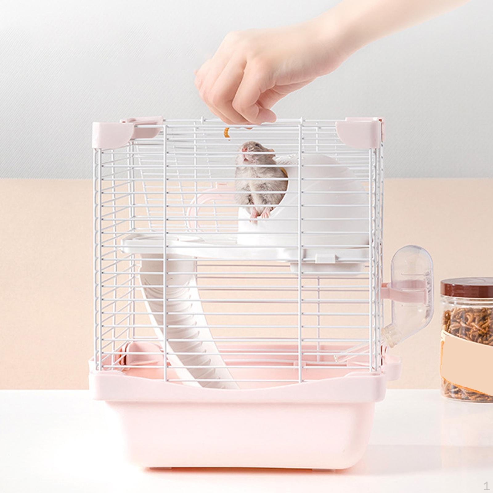 

2-поверховий клітка-житло для хом яків 19x23x28см для мишей, піщанок зі гіркою, знімним піддоном рожевий