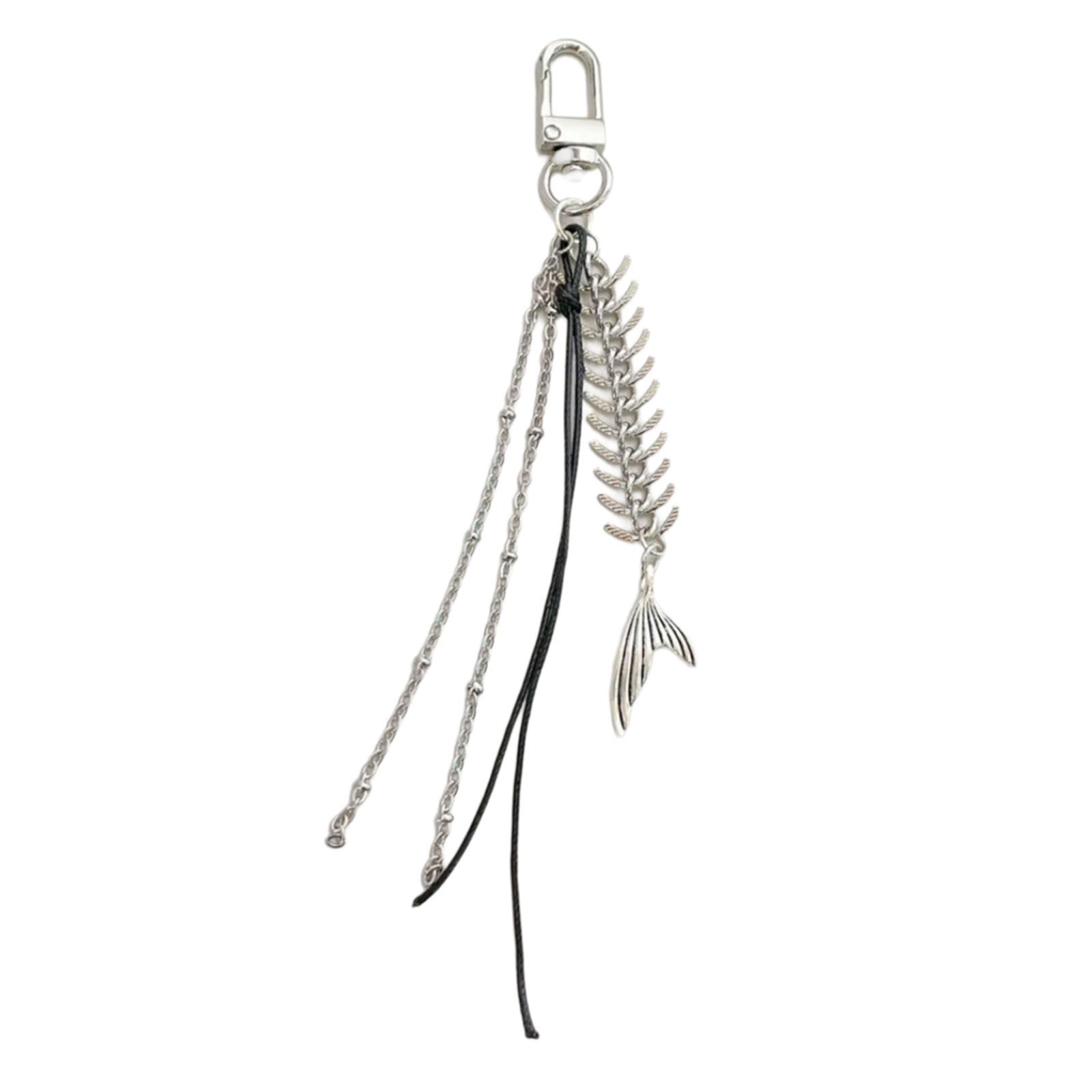 

Модные брелки Fishbone Black Rope Charm Keyrings Подвеска Брелок для рюкзака Украшение для женщин и девочек