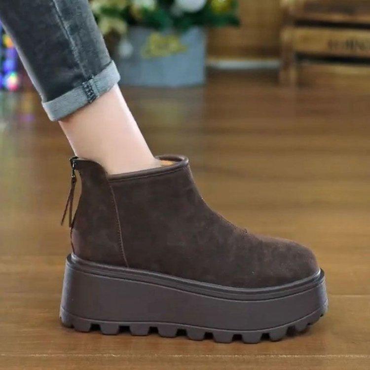 Martin boots autumn and winter velvet thickened bottom British style heightening short boots snow boots muffin boots cotton boots