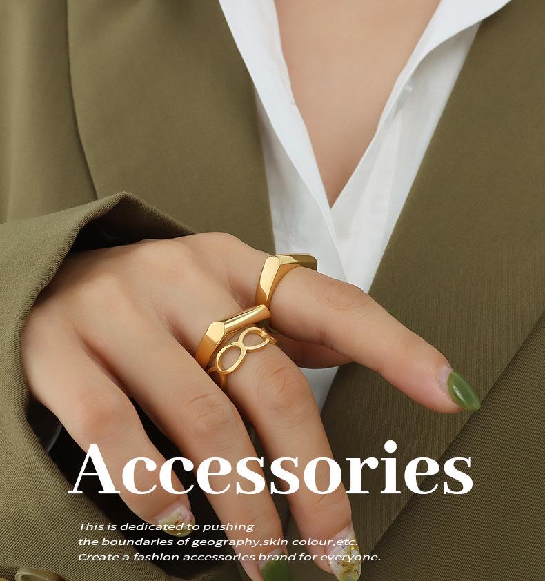 18K Gold-Plated Titanium Steel Geometric Stacking Rings