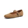 Fashion Women Mary Jane Ballet Shoes Cow Suede Genuine Leather Flats Woman Classic Square Toe Fashion Street Flats Ladies Soft Loafers