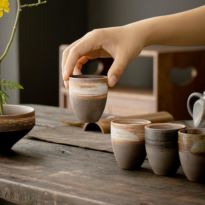 Ceramic Personal Cup Coarse Pottery Tea Cup Retro Teacup Outdoor Camping Cup Creative Teacup