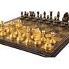 Staunton Inspired Brass Metal Luxury Chess Pieces  Board Set 30.48 Cm Gold, Black